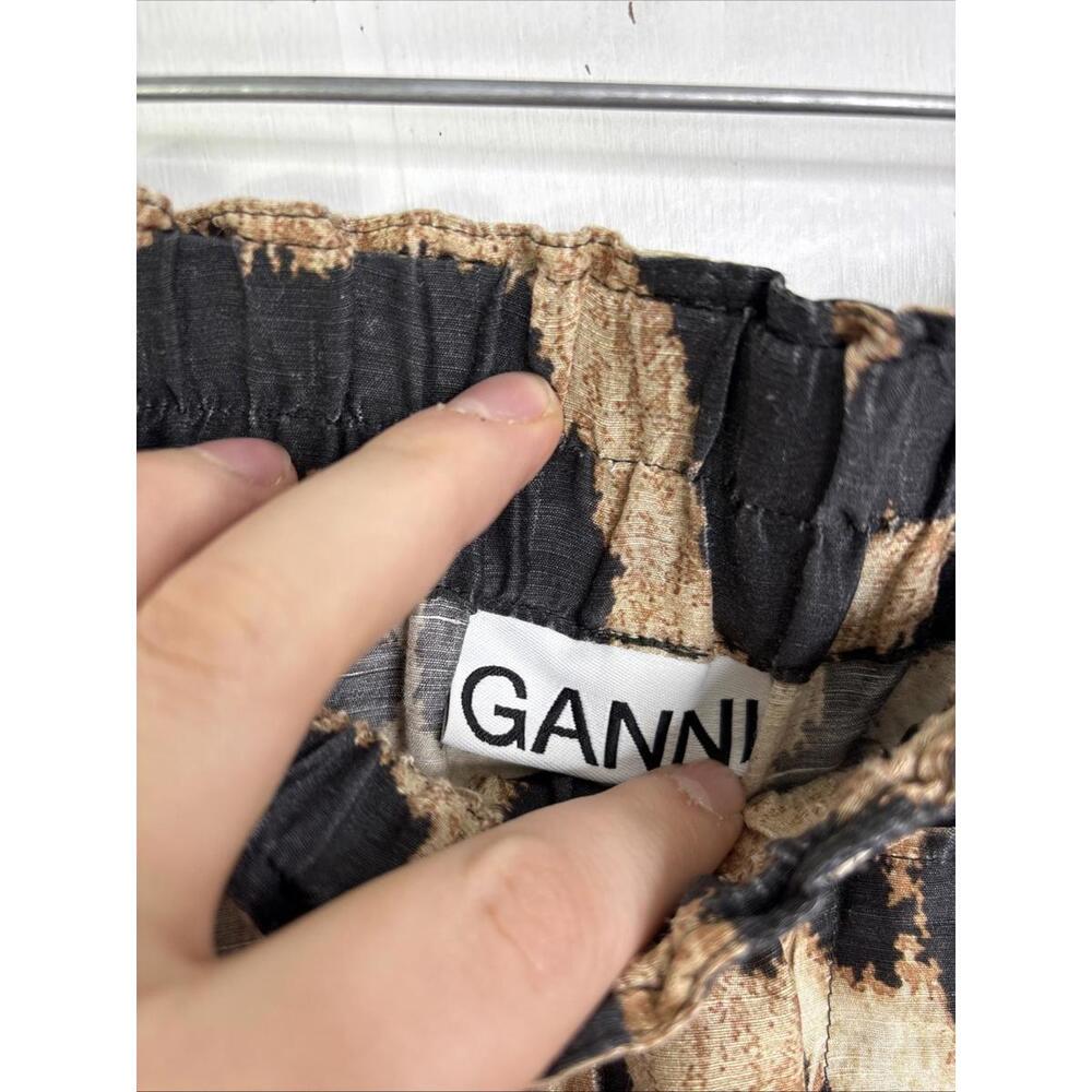 Ganni Shorts Womens 36 Small Linen Silk Leopard Lightweight Stretch Waist - Picture 5 of 9